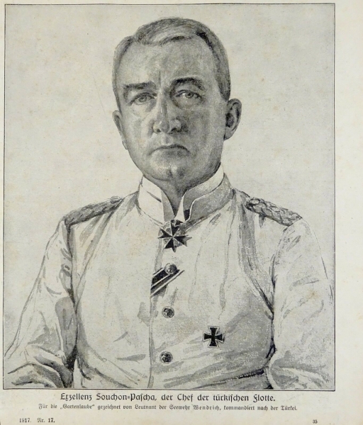 1917 - alter Druck - Exzellenz Souchon-Pascha, der Chef der türkischen Flotte